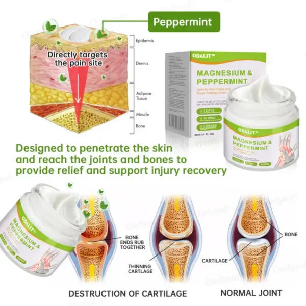 ODALIT™ Magnesium & Peppermint Arthritis Pain Relief and Bone Healing Cream
