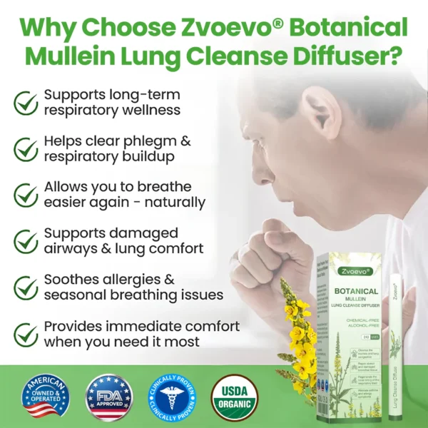 💖✅US Owned and Operated：Zvoevo® Botanical Mullein Lung Cleanse Diffuser(🫁Cough, wheezing, shortness of breath, sputum, stuffy nose, bronchitis, bronchitis, allergy symptoms, lung discomfort💝)